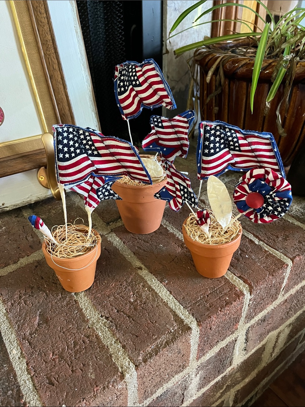 Set 3 American flag pot decor